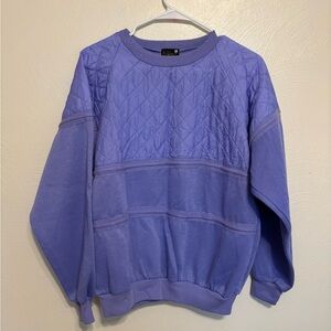 💜 Vintage Active Elements Quilted Sweatshirt | 90s Lilac Lavender Crewneck L